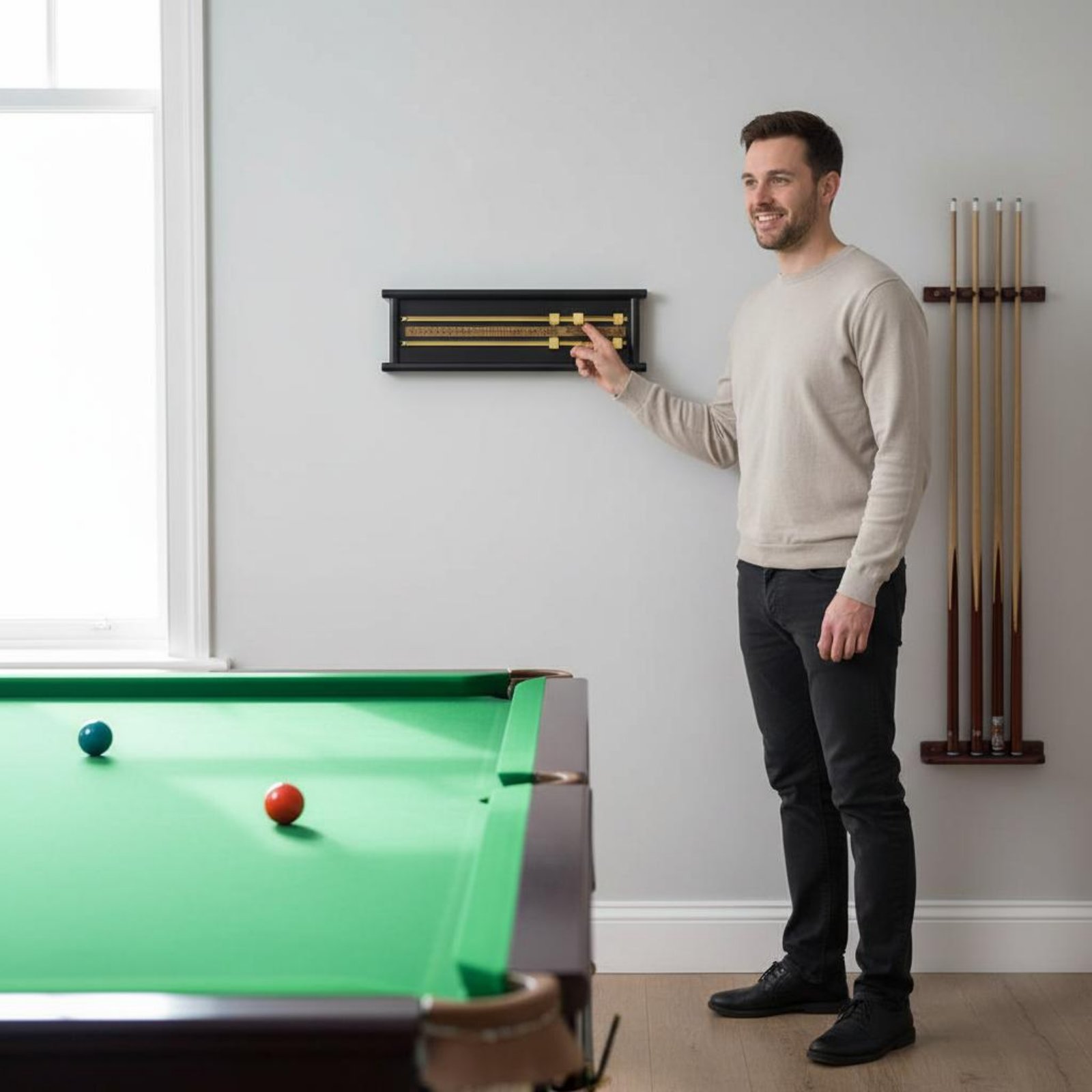 Board Game Room - Wooden Snooker Scorer Dual Rail 2-Track