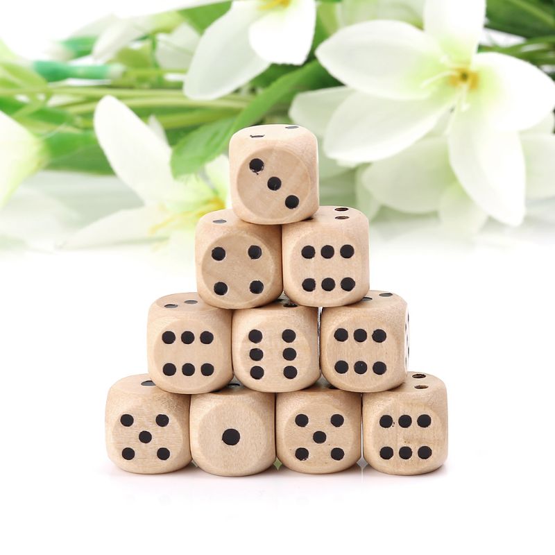 10Pcs Wooden 6 Sided D6 Faces  - Board Game Digital 评论和价格